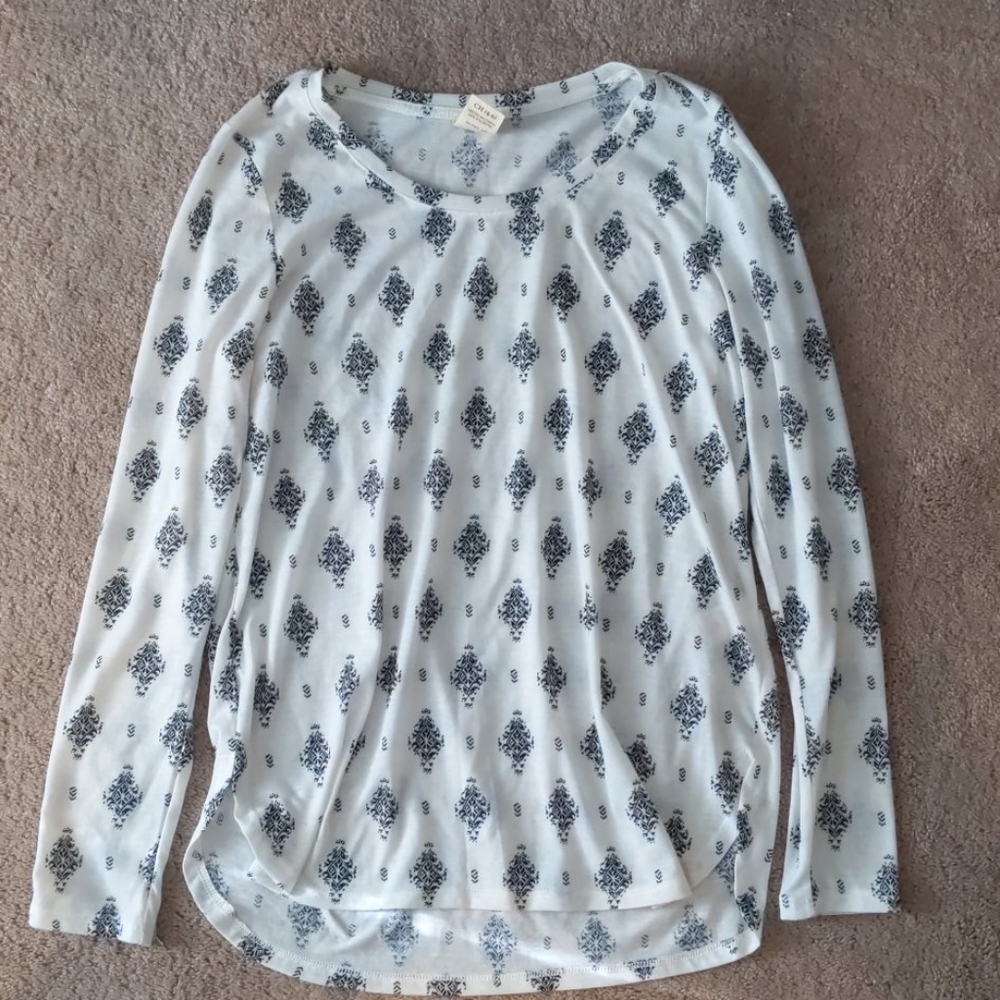 Black and White Long Sleeve Dress Shirt